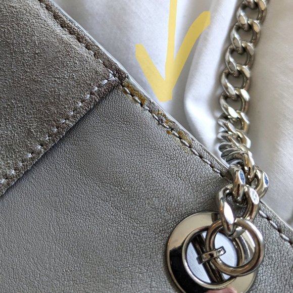 NWT HALSTON HERITAGE Gray Leather Suede Flap Crossbody - Picture 11 of 14